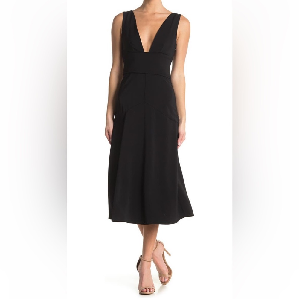 REISS Adele Plunge Neck Midi Dress